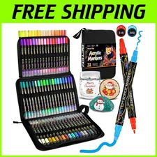Dual Tip Paint Pens for Wood, Fabric, Canvas - 72 Colors
