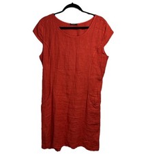 Lungo L’arno Cap Sleeve Linen Shift Dress Women’s Large Made In Italy Red