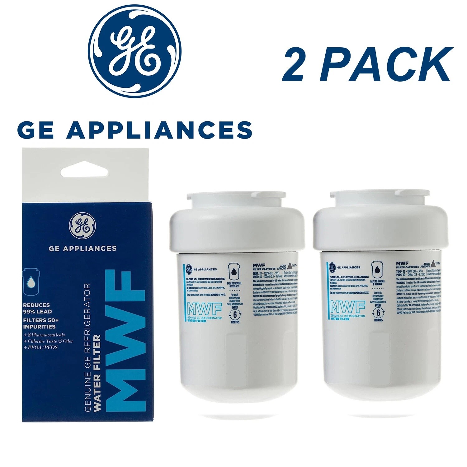US Stock 2x GE MWF MWFP 46-9991 GWF Smartwater Genuine Refrigerator Water Filter