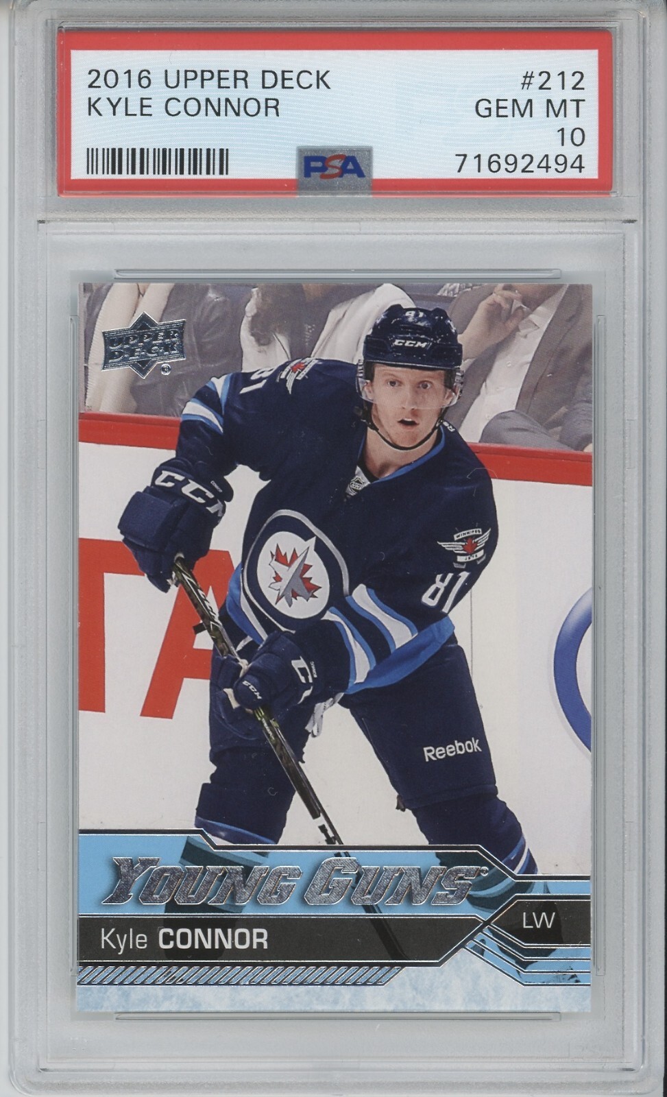2016-17 UD UPPER DECK Kyle Connor #212 YOUNG GUNS ROOKIE RC JETS MINT PSA 10