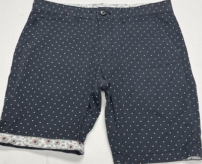 Denim & Flowers Chino Shorts Men 30/9 Black & White Polka Dot Contrast Cuff Nice