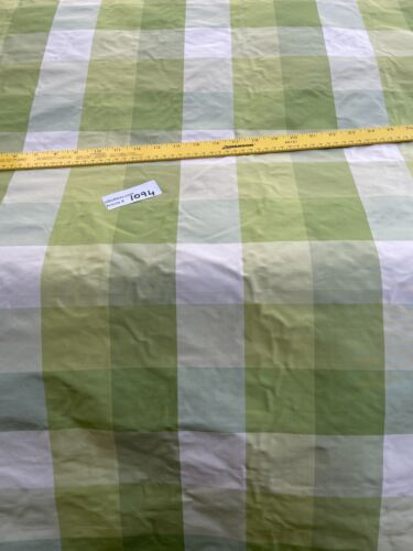 SILK TAFFETA PLAID - OFF WHITE/GREENS, BY THE YARD. - Picture 7 of 9