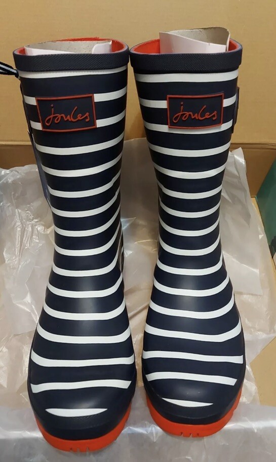 Joules Women Molly Mid Height Printed Wellies French Navy Stripe
