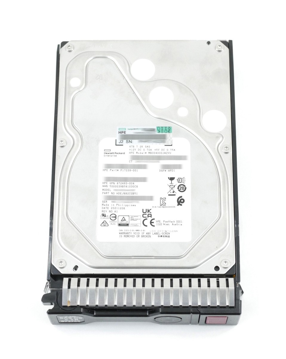 HPE 4TB MB004000JWZVU 7200 RPM SAS 12Gb/s 3.5