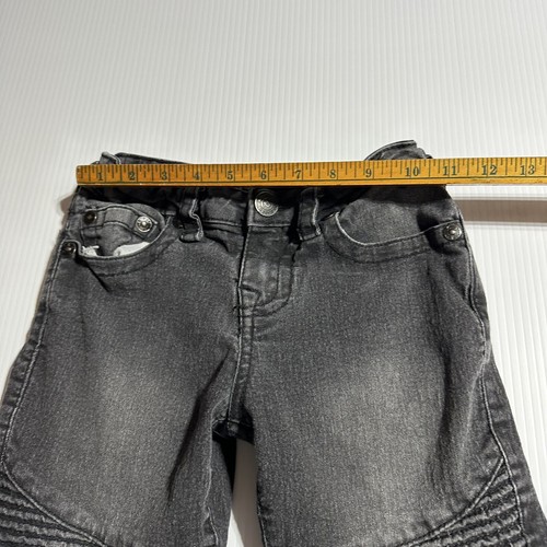 True Religion Boys Jeans Size 10 Geno Relaxed Slim Faded Black Biker Moto Denim - Picture 9 of 15