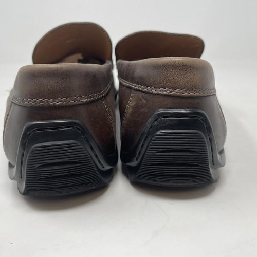 Ecco mens 43 9-9.5 brown leather driving shoes comfort distressed Look - Picture 4 of 7