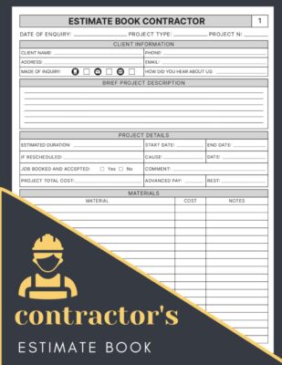 Estimate Book Contractor: Job Estimate Quote Record Book With Client Contact Log