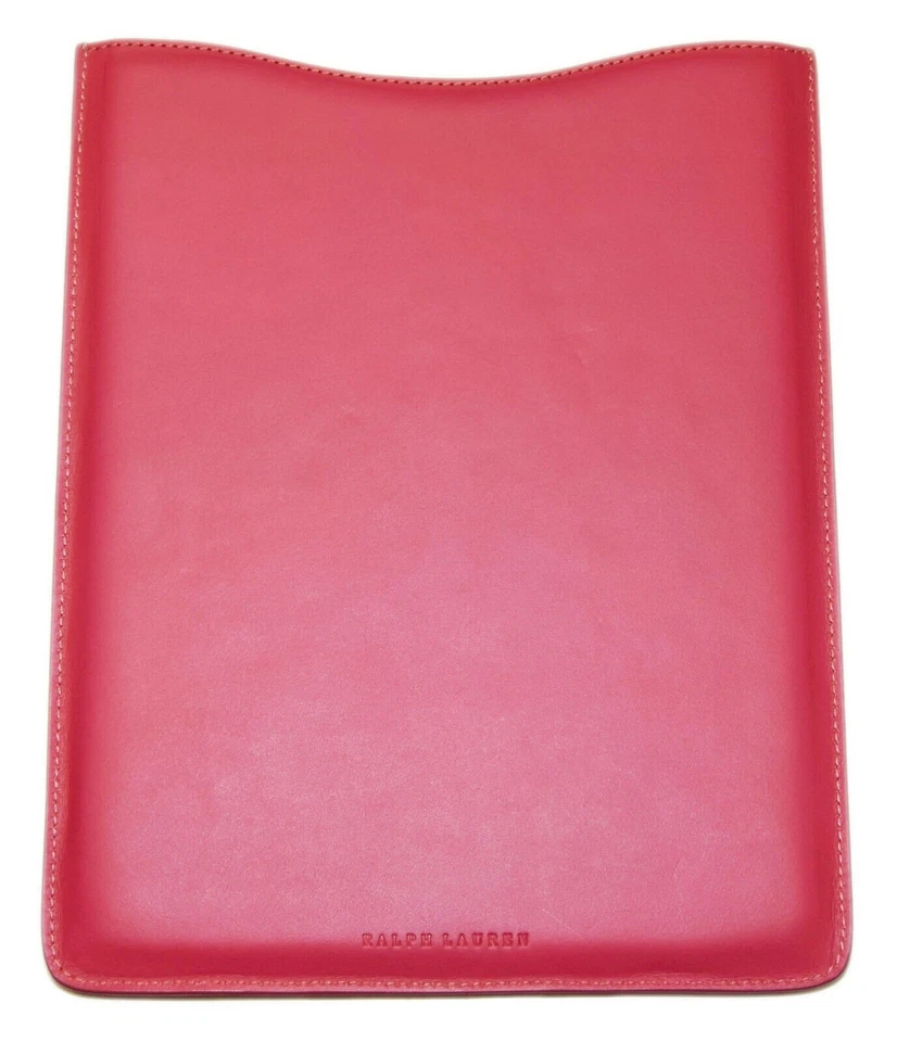 $395 Polo Ralph Lauren Leather Document Tablet Sleeve Folder Case Pink Italian - Image 2 of 3