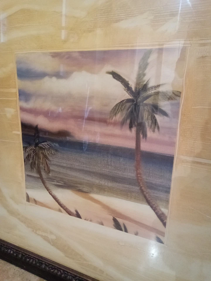 Cuadros de pared paisaje playero enmarcado en madera Foto 4 de 4