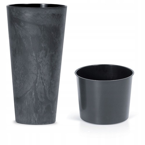 Square Tall Plant Pots Round Indoor Outdoor Garden Concrete Effect Anthracite - Picture 5 of 38