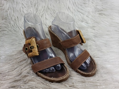 APEPAZZO Brown Slide On Wedge Heel Sandals Size EUR 39 - Picture 4 of 6