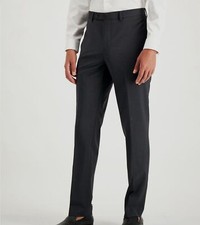 Calvin Klein Men's Gray Slim Fit Stretch Suit Trousers Dress Pants Size 37W 33L