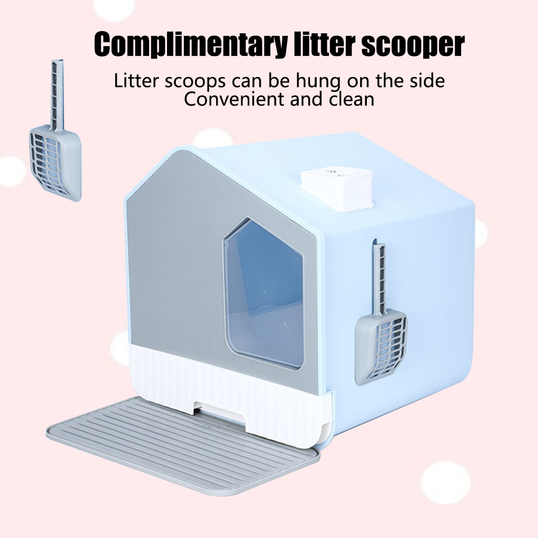 Self Cleaning Hooded Cat Litter Box Enclosed Large Kitty Toilet Box