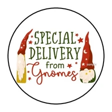 30 SPECIAL DELIVERY FROM GNOMES ENVELOPE SEALS LABELS STICKERS 1.5" ROUND TAGS