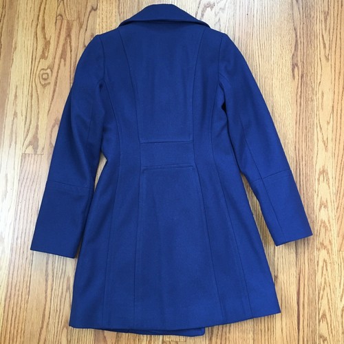 ANNE KLEIN Royal Blue Wool Blend Notched-Collar Double-Breasted Peacoat - Picture 19 of 19