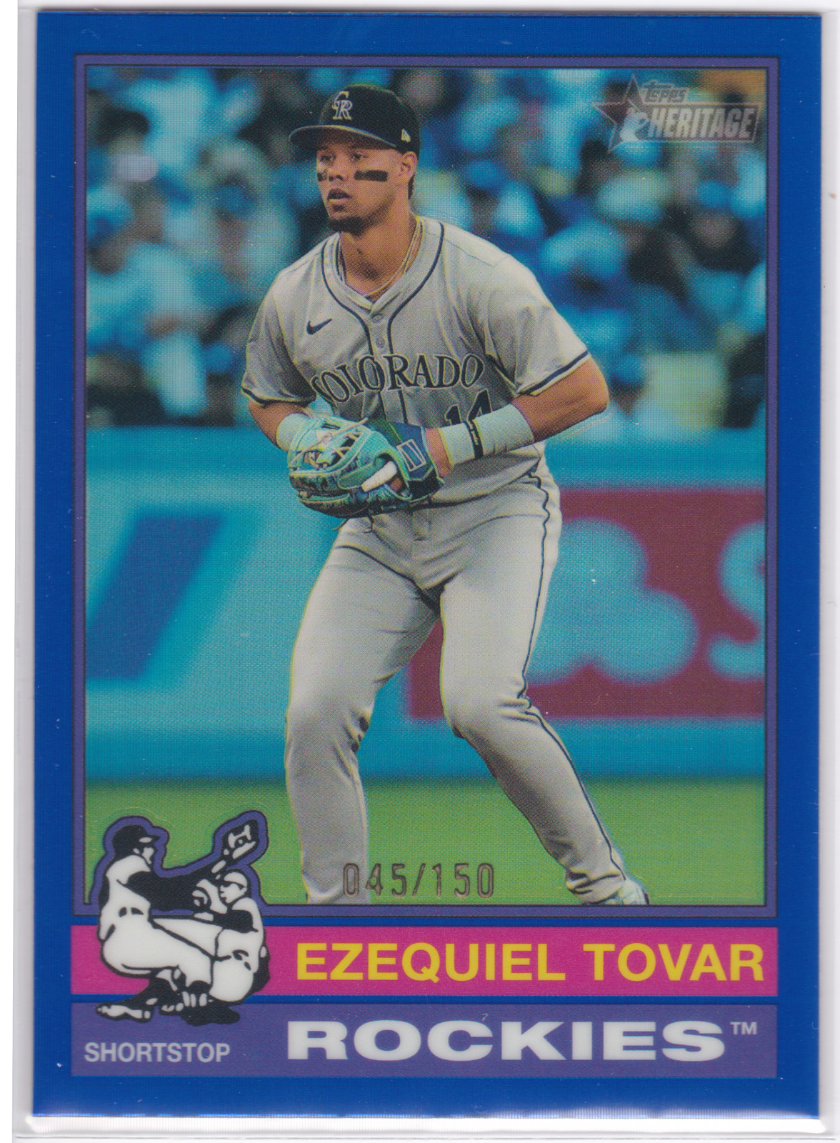 2025 Topps Heritage - BLUE CHROME Ezequiel Tovar #14 /150