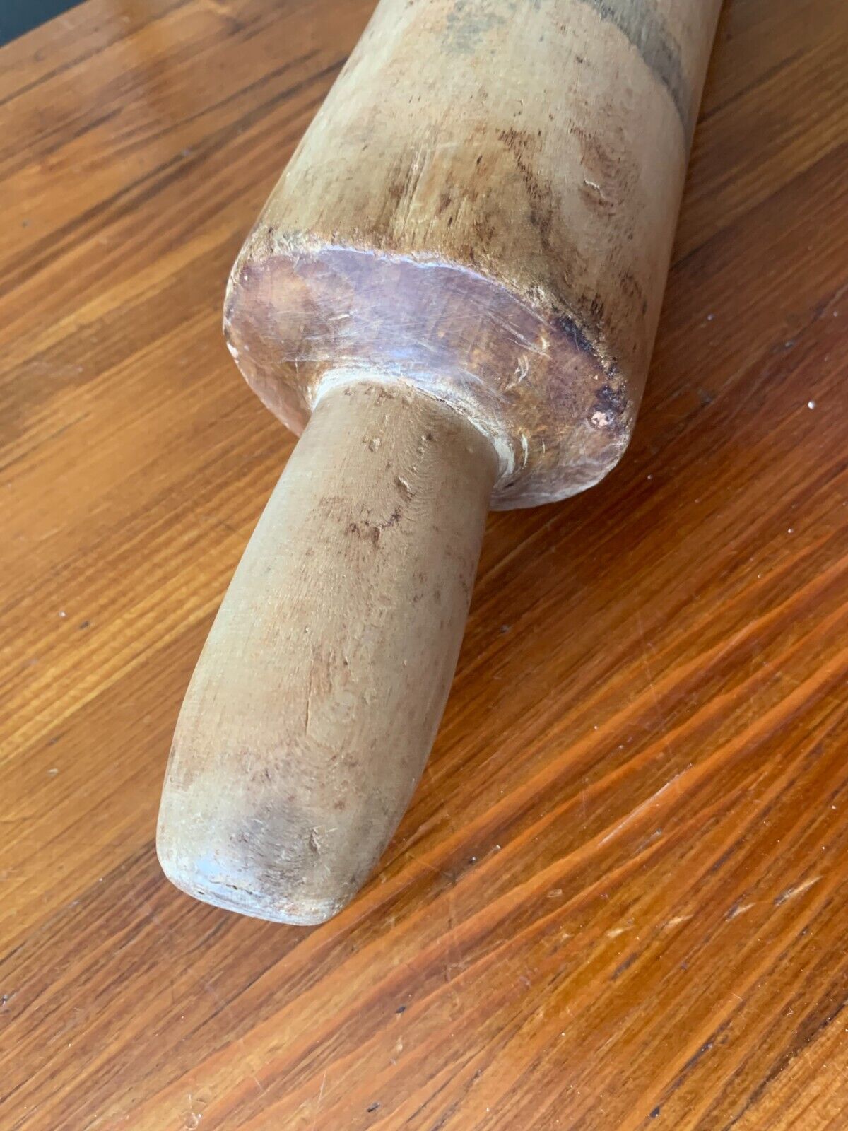 Rare Antique Rolling Pin from 1800's ~ hand carved from one piece of wood ~
