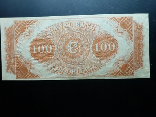 Canal Bank New Orleans $100 Obsolete Currency (Never Issued) - Picture 2 of 2