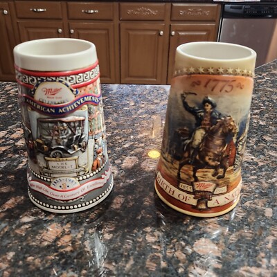 Miller High Life Birth or a Nation & Ford Model T-American Achievemenent  Steins