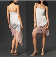 Anthropologie Silver Dress With Lace Trim Detail NWT (size 10)