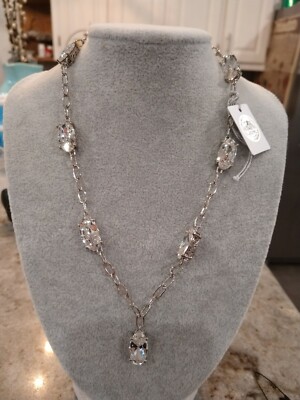 Exquisite Designer Inspired KARIS Swarovski Station Necklace (18'')/Plat/Bond
