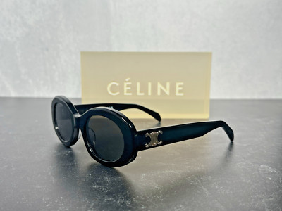 CELINE CL40194U TRIOMPHE OVAL SUNGLASSES SHINY BLACK 01A CL 40194! SHIPS TODAY!