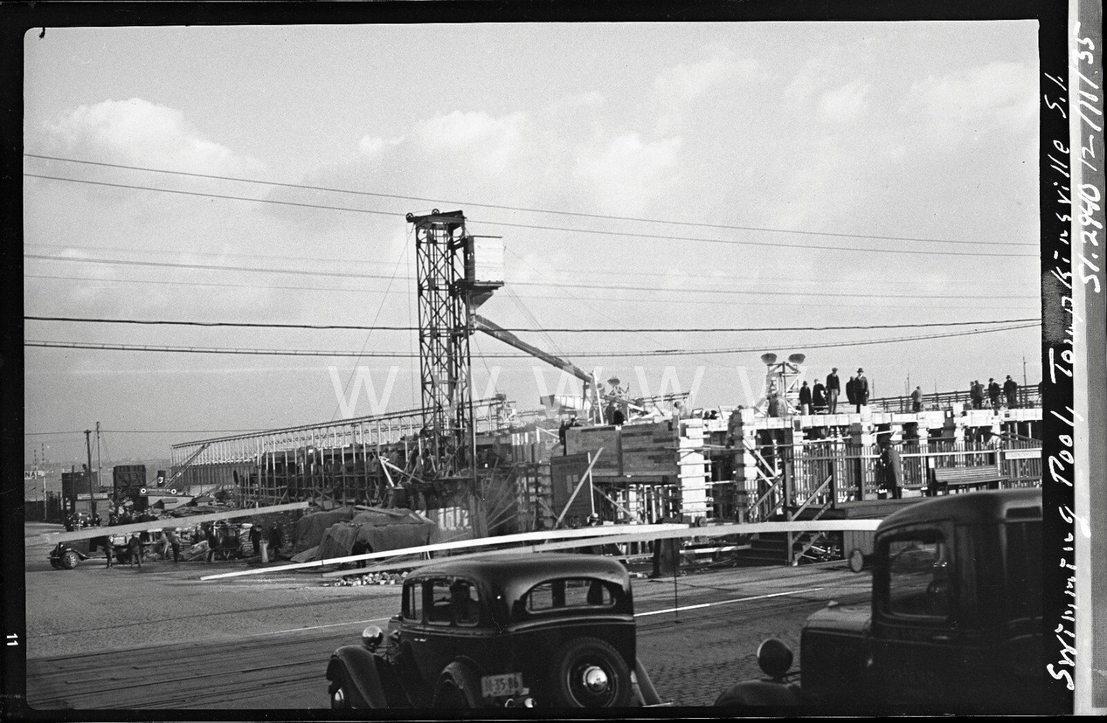 '35 Piscina Construcción Tompkinsville Staten Is Nueva York Foto Antigua Negativa A7