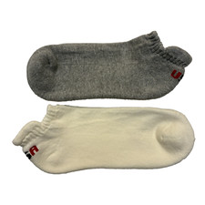 Patriotic Low-Cut Ankle Socks 2 Pr Gray White USA Size 9-11 Made in USA NWOT