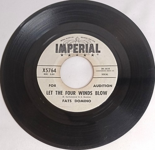 50's SOUL 45 HEAR Fats Domino LET THE FOUR WINDS BLOW 1961 Imperial VG - Picture 3 of 5