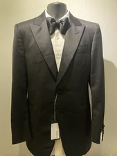 $1,395 NEW BASILE Milano Tuxedo Dinner Jacket Silk Peak Silver Pinstripe