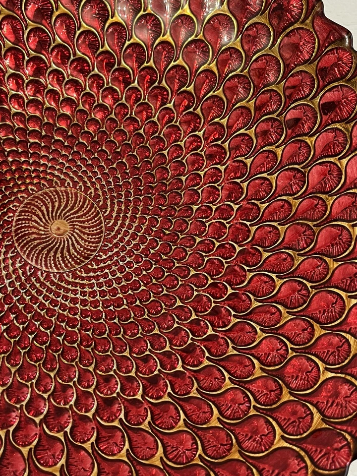 "Cuenco de vidrio plateado con diseño en relieve escalas de oro rojo 13"" ARTISTIC ACCENT" Foto 3 de 4