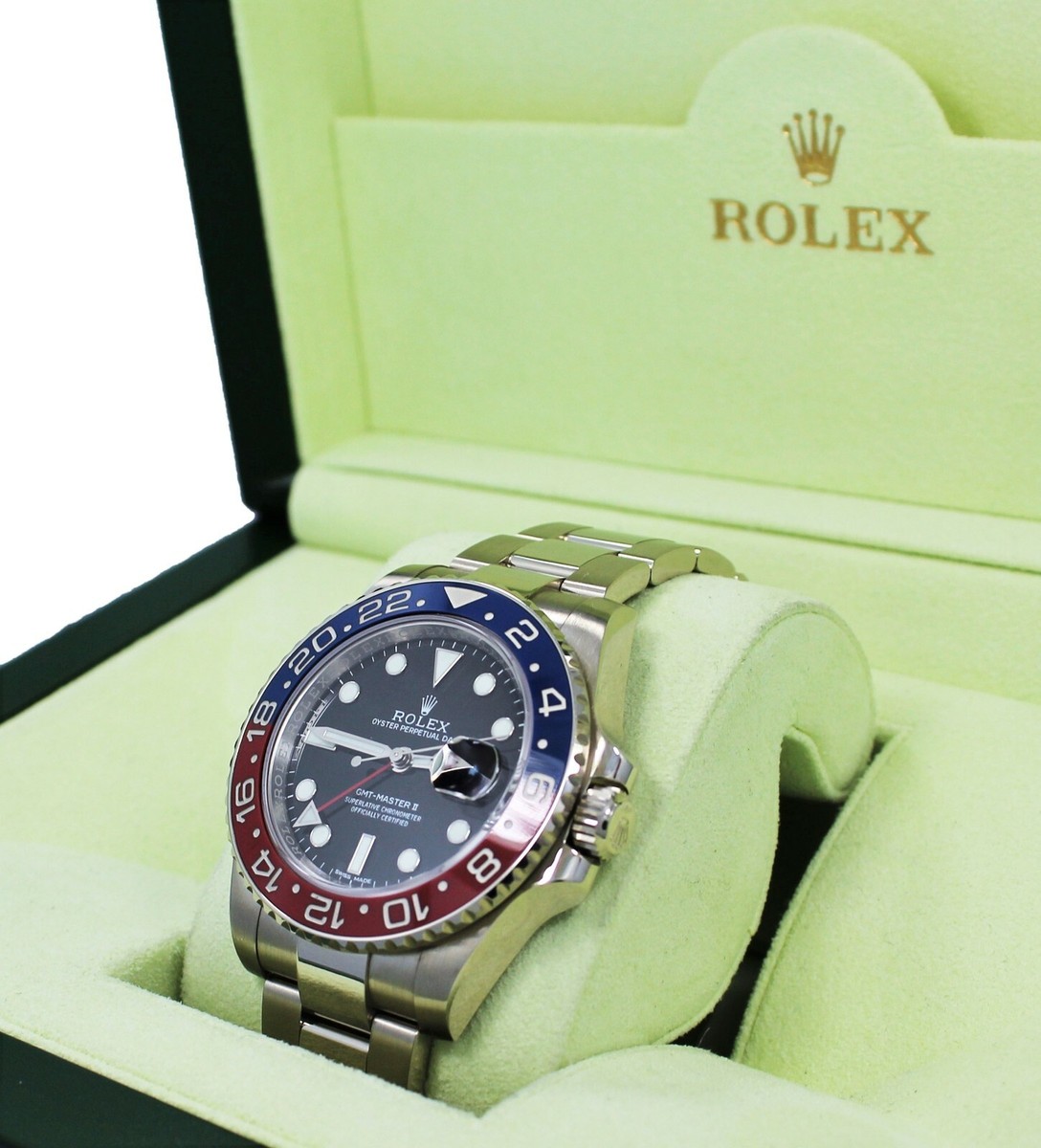 Rolex Gmt Master II 116719 Blro Pepsi 18K or Blanc Boîte Montre Papiers  Mint