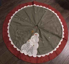 Winter Wonder Lane Snowman Christmas Tree Skirt 48” Used Nice Shape Overall
