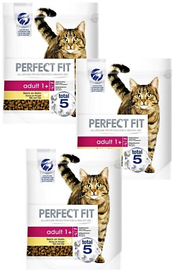 3 x 2,8 kg Perfect Fit Adult 1+ (  5,98/kg) Trockenfutter mit Huhn für Katzen