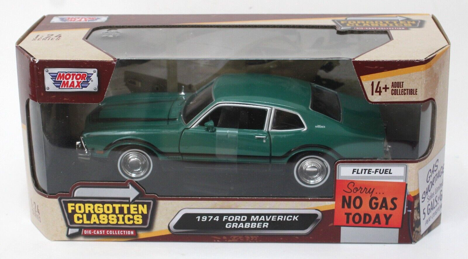 Motormax 73332 1974 Ford Maverick Grabber Green 1:24 Mint/ Box