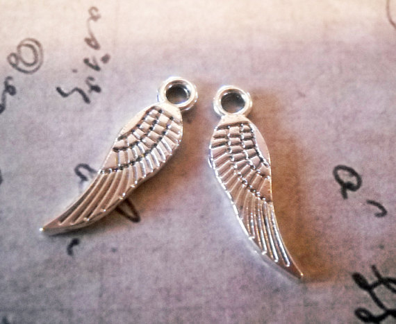 Angel Wing Charm Antiqued Sterling Silver Angel Wing Charm Antiqued Sterling Silver
