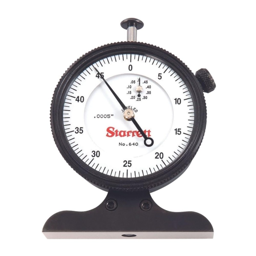 New Starrett No. 640 Dial Depth Gauge Gage Indicator Type 0-1/2” 0.0005