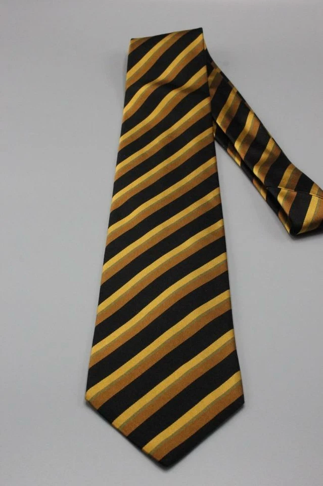 XMI PLATINUM Silk Tie. Brown with Black Stripes. - Image 2 of 4