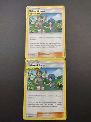 2x Mallow & Lana - 198/236 - Pokemon Cosmic Eclipse Sun & Moon Rare Card NM