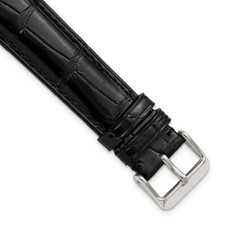 DeBeer 18mm Genuine Alligator Black Chrono Silver-tone Buckle Watch Band