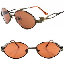 Genuine Vintage Funky Crocodile Temple Mens Womens Bronze Round Oval Sunglasses