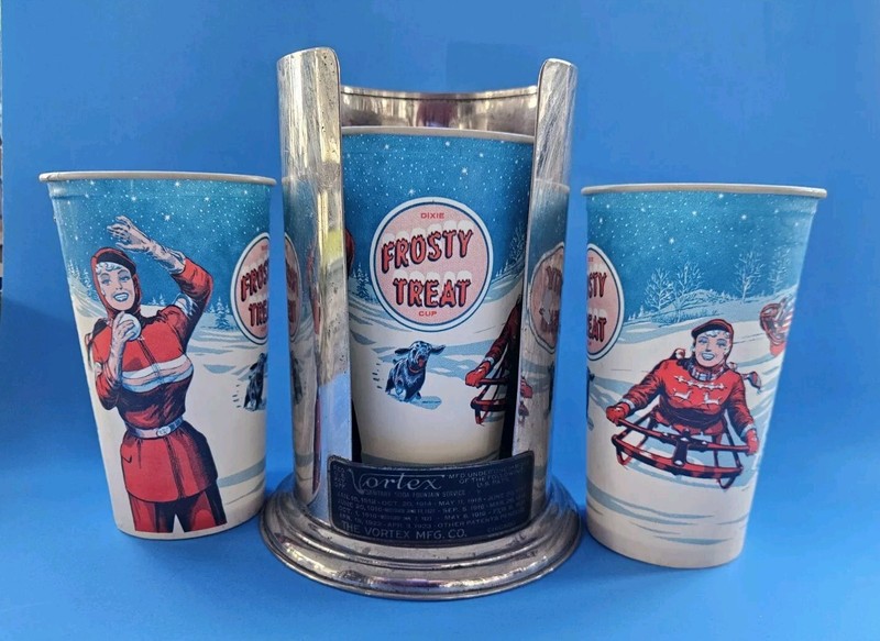 Vintage Vortex Cup Holder Dispenser Soda Fountain Advertising Large