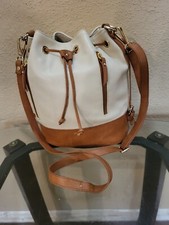 Cristina Large Ivory &Brown Drawstring &cross...