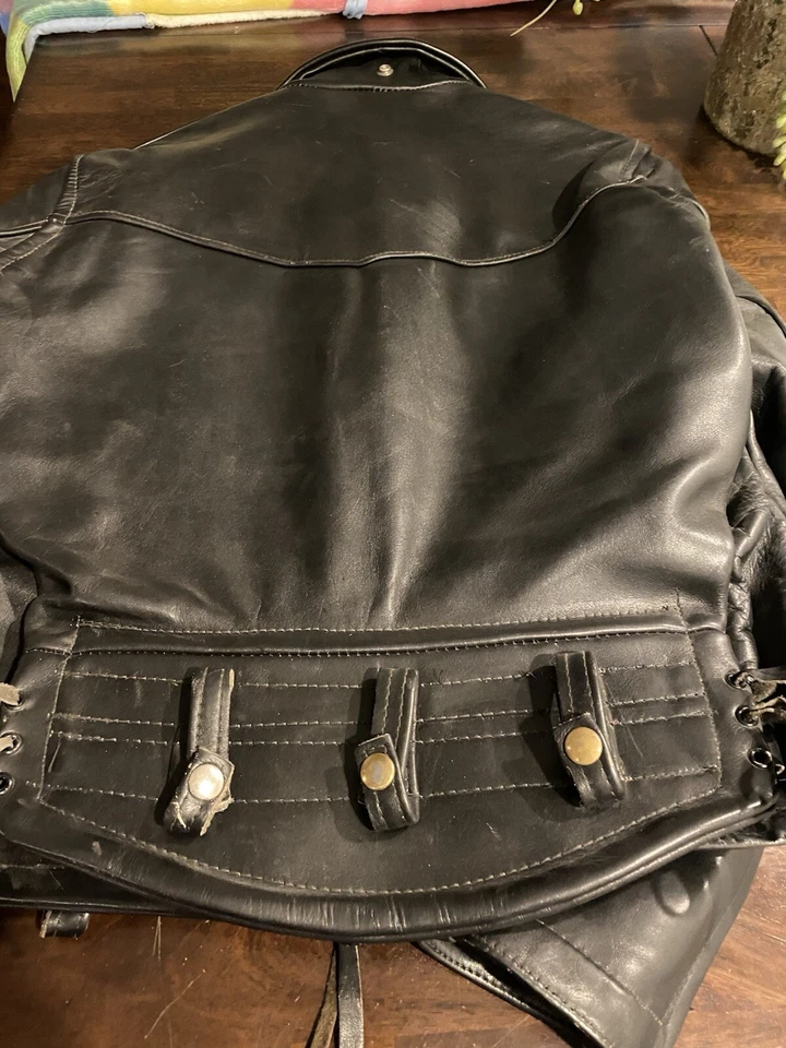 Jaqueta de couro vintage motocicleta polícia tamanho 44R - Imagem 4 de 4