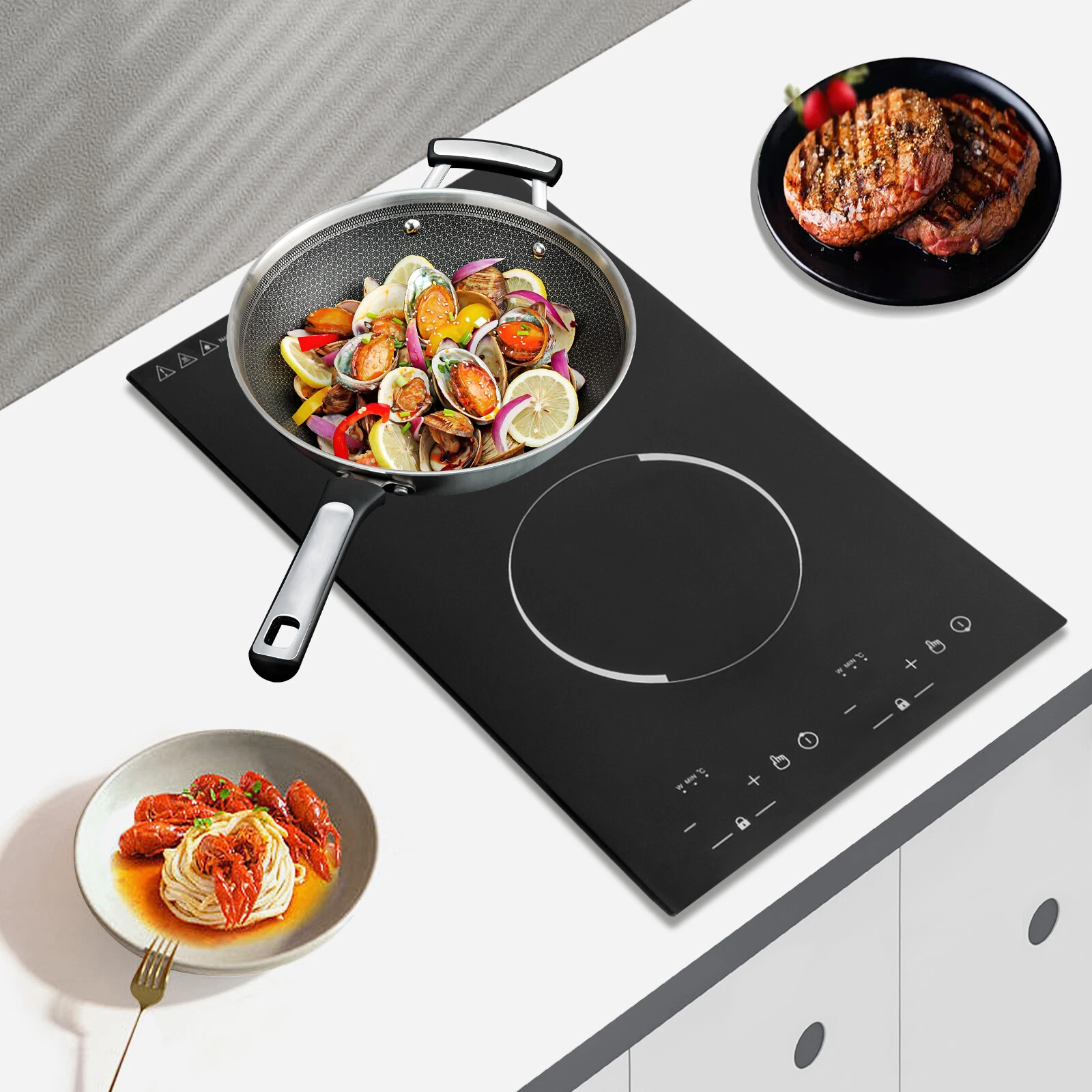 110V Touch Induction Cooktop 2 Burners Induction Cooker Electric Stove Top 4000W