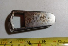 Vintage Simplex Valve & Meter Co Philadelphia Advertising Metal Bottle Opener