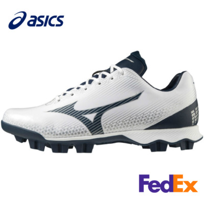 Mizuno Wave Lightrevo Wide White Blue Men Baseball Spikes Shoes