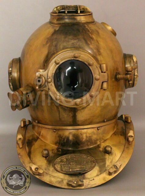 Antik Lampe Replik U.S Navy Messing & Eisen Marke V Tauchen Helm Voll Geschenk