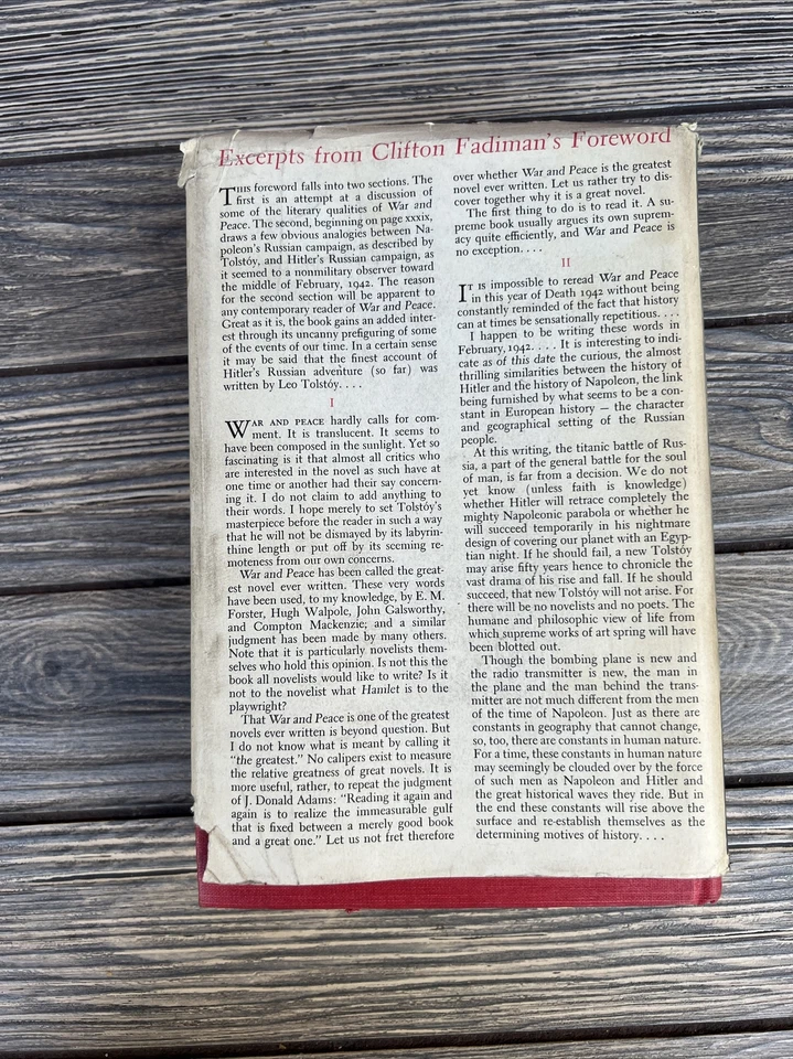 War and Peace By Leo Tolstoy Inner Sanctum Edition Hardcover 1st Edition 1942  - Image 3 of 4
