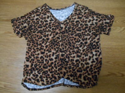 Leopard Print V Neck Top Small NWOT Brown Black Tan Animal Print